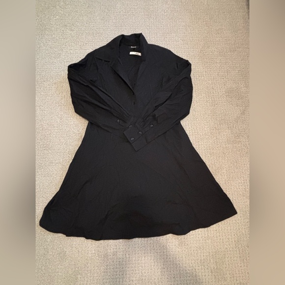 Madewell Seamed Long Sleeve Mini Shirtdress, Cotton Poplin - size 6 - Picture 4 of 5